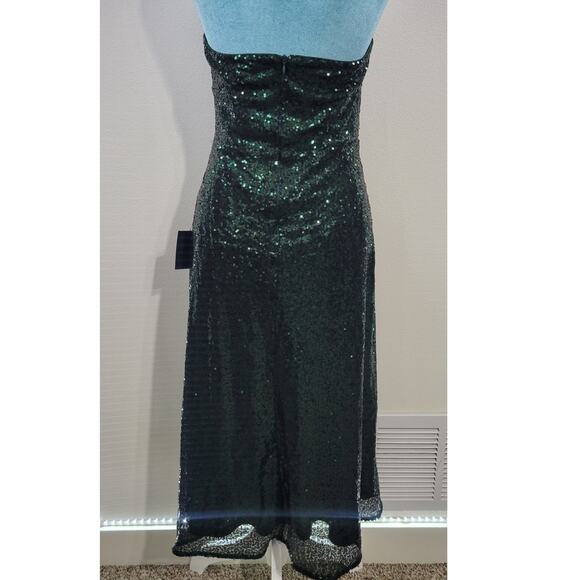 Lulus Dress Womens Medium Strapless Green Sequin Mid Dress Party Fun Dress NWT - Picture 4 of 5